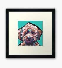 Toy Poodle Dog Bright colorful pop dog art Framed Print