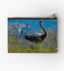 Posing Great Blue Heron Zipper Pouch