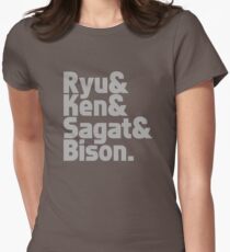 Ryu & Ken & Sagat & Bison funny nerd geek geeky Women's Fitted T-Shirt