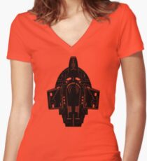 Star Trek Stencil - USS Defiant Women's Fitted V-Neck T-Shirt