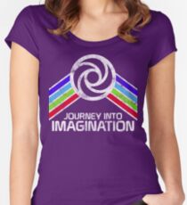 Journey Into Imagination Distressed Logo in Vintage Retro Style Women's Fitted Scoop T-Shirt