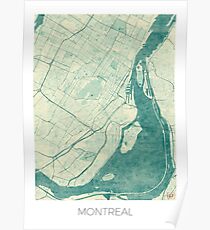 Montreal Map Blue Vintage Poster