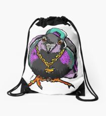 Homie Pigeon (Colorful 90's) RedBubbleArtParty Drawstring Bag