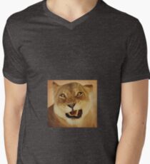 angry lioness Men's V-Neck T-Shirt