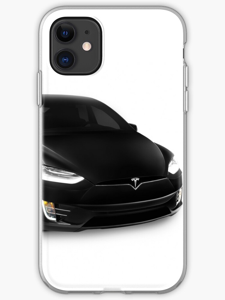 Black 2017 Tesla Model X Luxury Suv Electric Car Isolated On White Art Photo Print Iphone Case By Artnudephotos