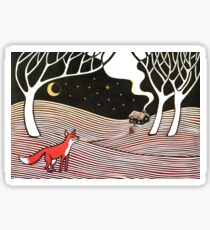 Stargazing - Fox in the Night - original linocut by Francesca Whetnall Sticker