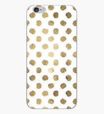 Luxurious faux gold leaf polka dots brushstrokes iPhone Case