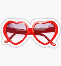 Heart-Shaped Sunglasses in Watercolor - Trendy/Summer/Hipster Style Sticker