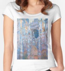 1894-Claude Monet-Rouen Cathedral, West Façade-65 x 100 Women's Fitted Scoop T-Shirt