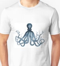 Vintage Octopus Art Print Blue ~ Kraken ~ Nautical ~ Retro ~ 0389 Unisex T-Shirt
