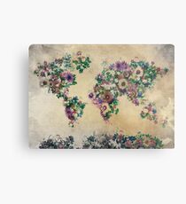 Lámina metálica floral world map