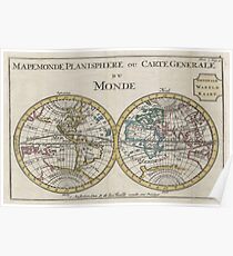 Vintage Map of The World (1706) Poster