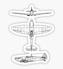 British, Supermarine, Spitfire, Supermarine, Spitfire, Fighter, WWII, 1942, Fighter, WWII, 1942, on GREY Sticker