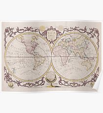 Vintage Map of The World (1782) Poster