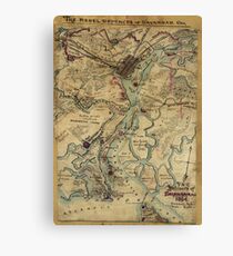 Vintage Savannah Georgia Bürgerkrieg Karte (1864) Leinwanddruck