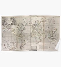 Vintage Map of The World (1719) Poster