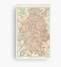 Vintage Map of Brussels Belgium (1907) Canvas Print