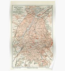 Vintage Map of Brussels Belgium (1907) Poster