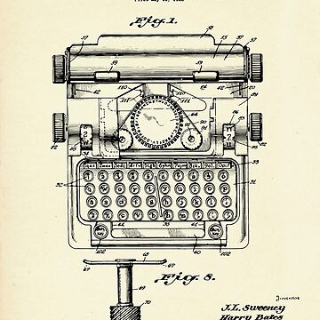 Sholes Type Writing Machine Patent 1896 Spiral Notebook for Sale by Daniel  Hagerman