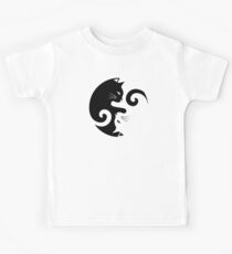 Camiseta para niños Gatos Ying Yang - Blanco y Negro