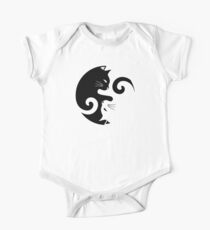 Body de manga corta para bebé Gatos Ying Yang - Blanco y Negro