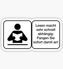 Lesen Warnung Deutsch Abhängig Sticker