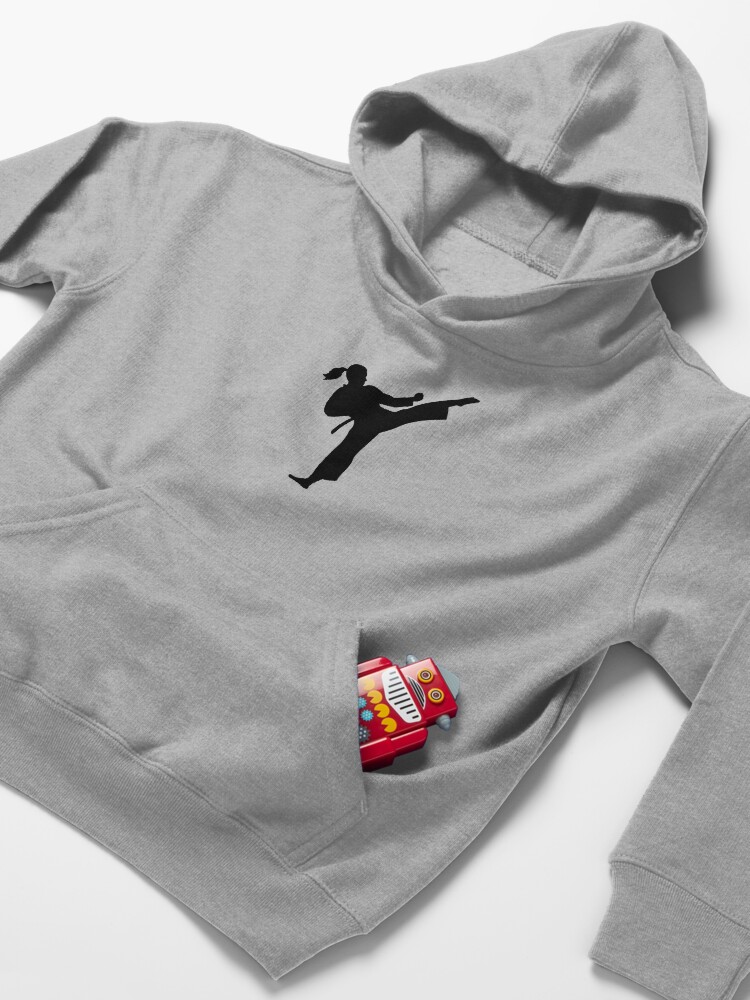 Alternate view of Karate girl woman Kids Pullover Hoodie