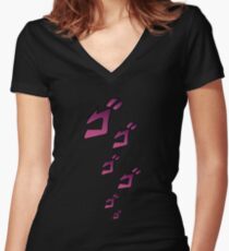Camiseta entallada de cuello en V Jojo MENACING ゴ ゴ ゴ (Jojo's Bizarre Adventure)