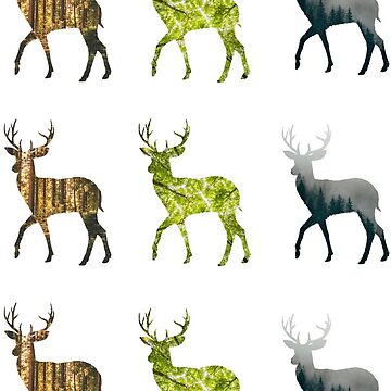 Mountain silhouette with 2 deers nature stickers