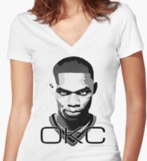 OKC Women's Fitted V-Neck T-Shirt