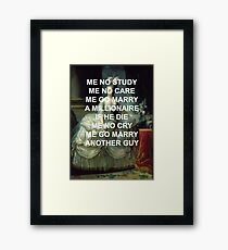 Marie Antoinette "Me No Study" Framed Print