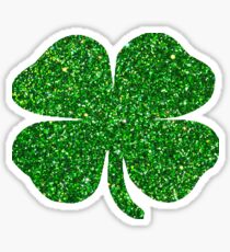 St. Patrick's Day Emerald Green Glitter Shamrock 4 Leaf Clover Sticker