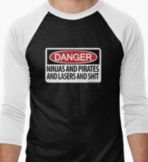 Ninjas and Pirates and Lasers, Oh My! Men's Baseball ¾ T-Shirt