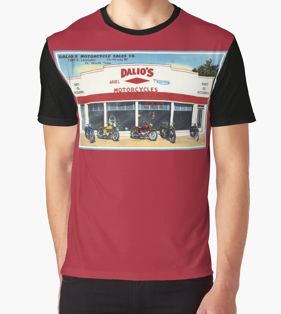 "Fifties classic motorcycles dealership Fort Worth Texas" Graphic T