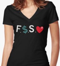 Official Fuck Money Spread Love - J.cole Women's Fitted V-Neck T-Shirt