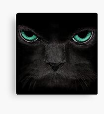 Schwarze Katze mit grünen Augen Leinwanddruck