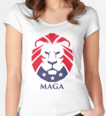 Camiseta entallada de cuello redondo Logotipo de MAGA trump