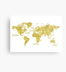 Gold world map treasure Metal Print