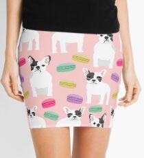 French Bulldog macaron paris cute dog print kids pets frenchie puppy dog pet portrait Mini Skirt