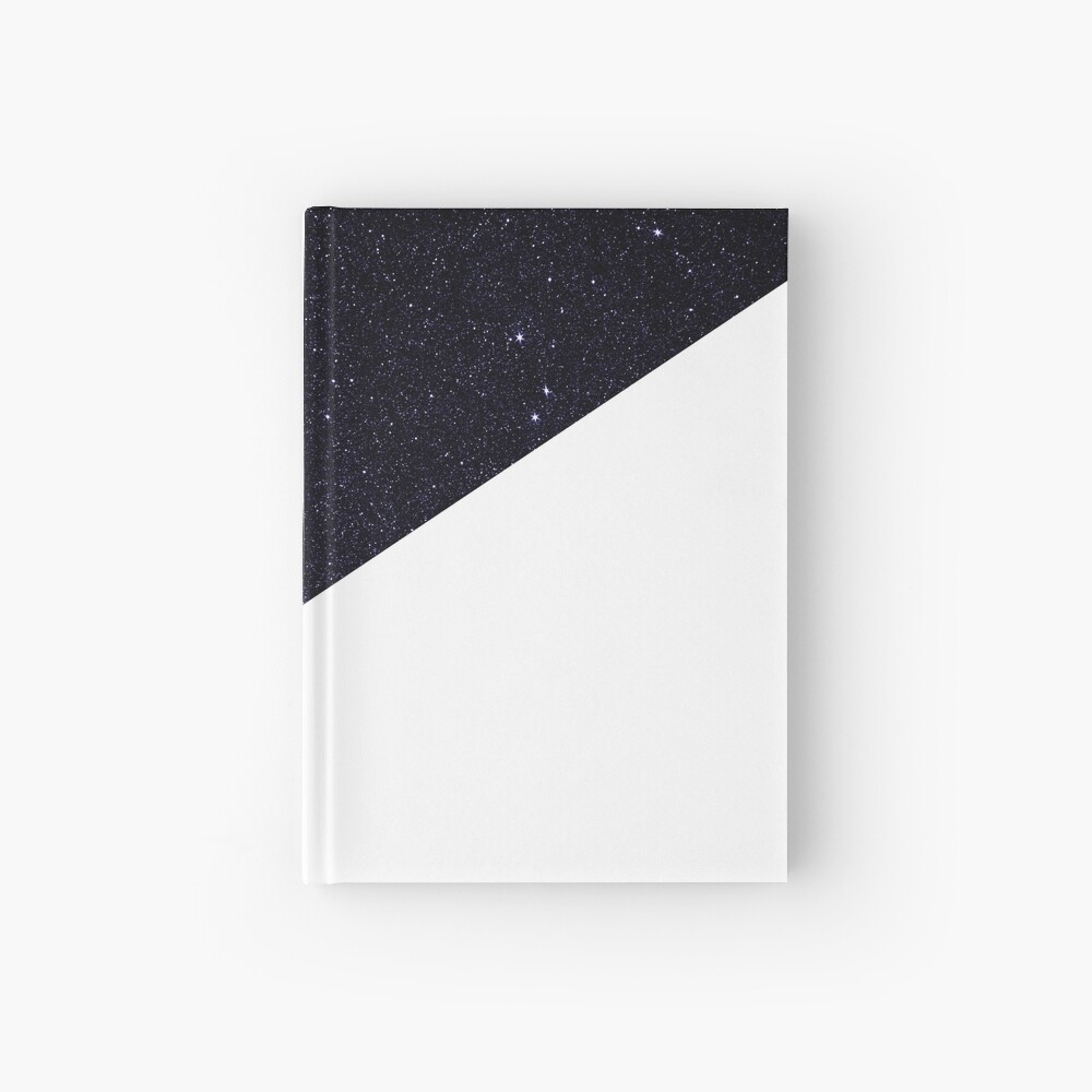Modern Half Cut Starry Night and White Hardcover Journal
