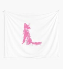 Pink Finger Painted Arctic Fox Wall Tapestry