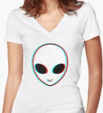 Trippy Alien Shirt mit V-Ausschnitt