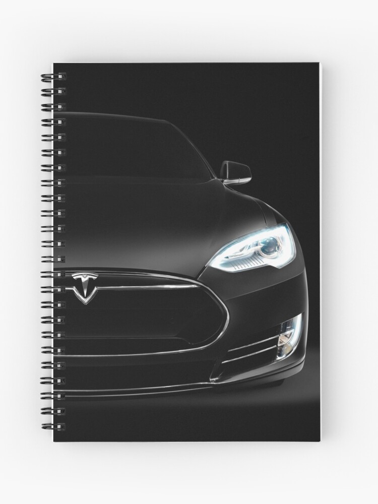 Black Tesla Model S Luxury Electric Car Front View Art Photo Print Spiral Notebook