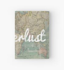 wanderlust on vintage map Hardcover Journal