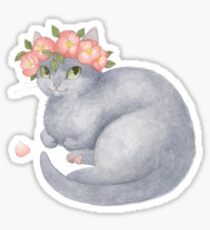 Flower Cat - Grey With Pink Sticker