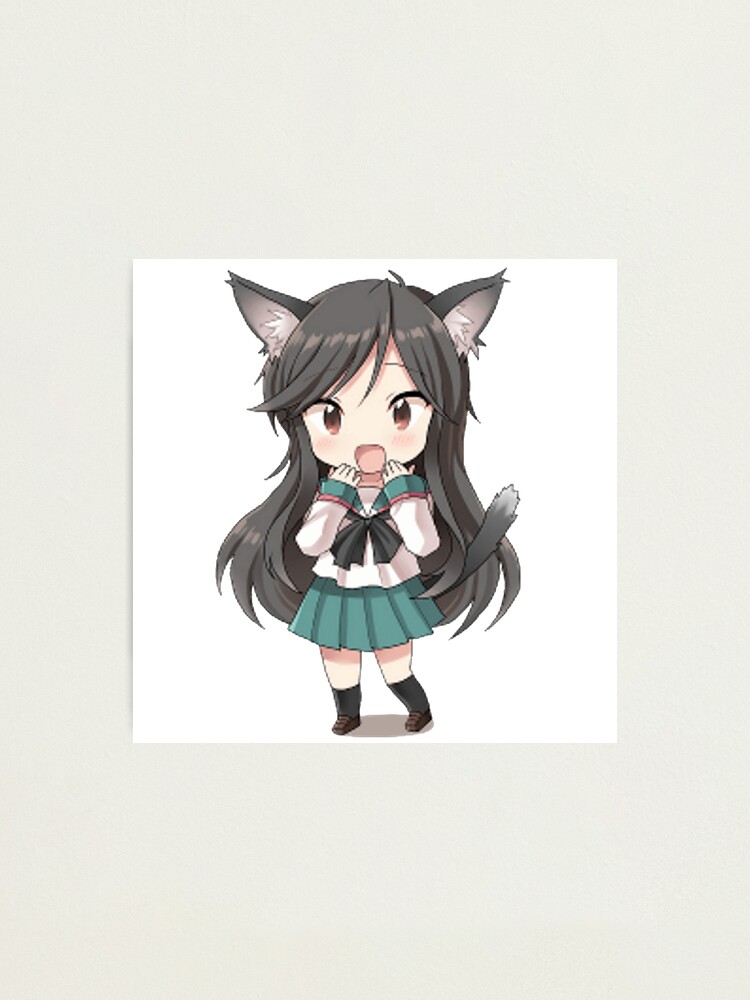 Anime Cat Girl Chibi Photographic Print By Xithyll Redbubble