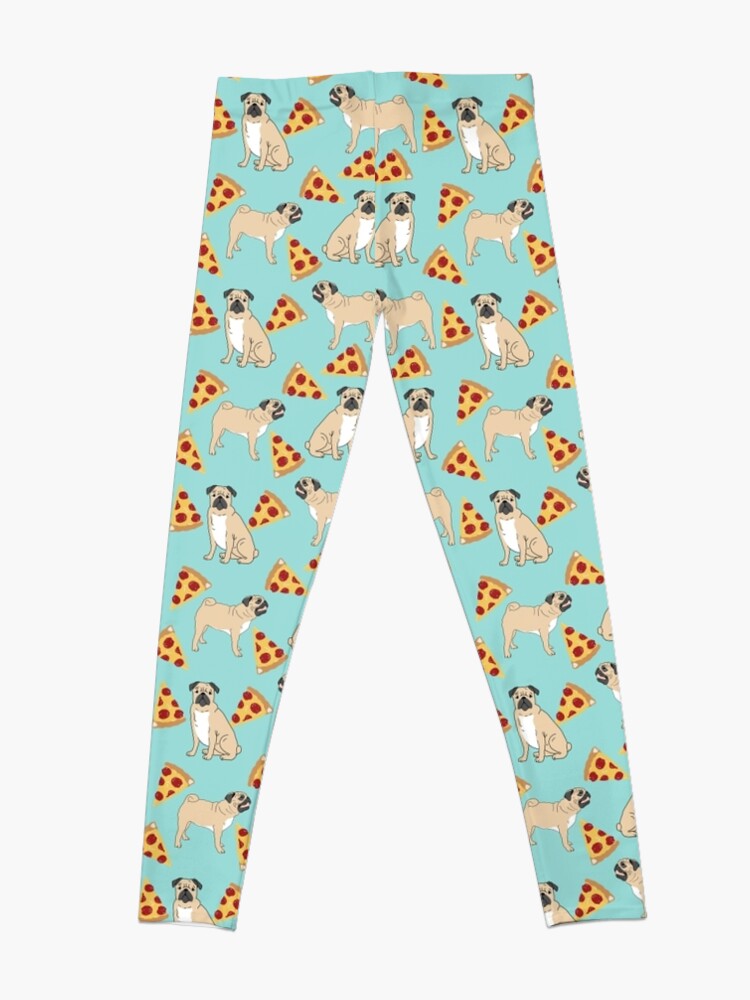 Alternate view of Pizza Pugs cute pet portraits funny puggle puppy dog pizza junk food dog gift trendy hipsters Leggings