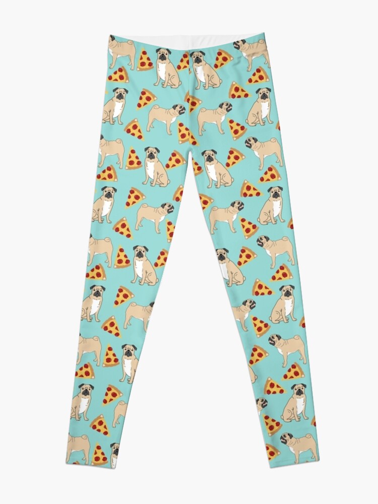Alternate view of Pizza Pugs cute pet portraits funny puggle puppy dog pizza junk food dog gift trendy hipsters Leggings