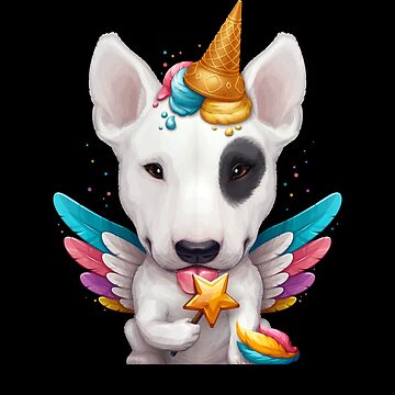 White English Bull Terrier with Black Eye Patch Ice Cream Unicorn