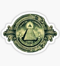 All seeing eye, pyramid, dollar, freemason, god Sticker